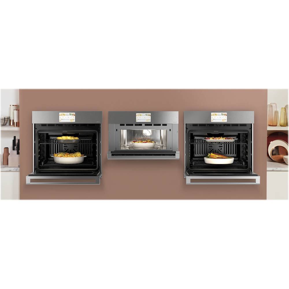 Alt View 24. Café - 30" Built-In Single Electric Convection Wall Oven - Platinum Glass.