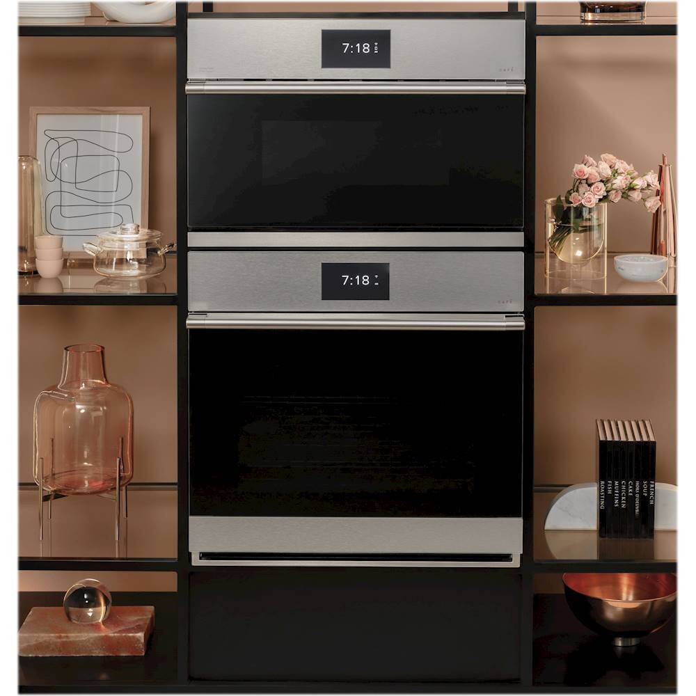 Alt View 26. Café - 30" Built-In Single Electric Convection Wall Oven - Platinum Glass.