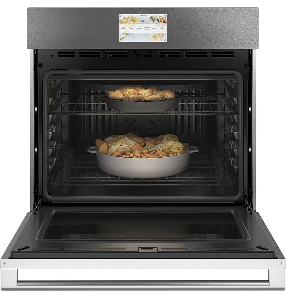 Left. Café - 30" Built-In Single Electric Convection Wall Oven - Platinum Glass.