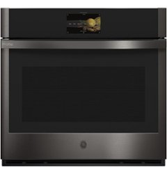 GE Profile - 30" Smart Built-In Single Electric Convection Wall Oven with Air Fry & Precision Cooking - Black Stainless Steel - Front_Zoom