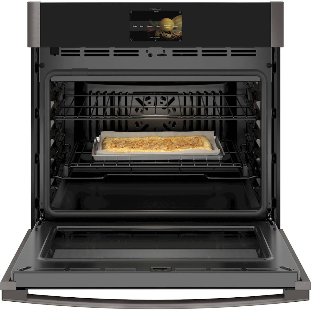 Alt View 12. GE Profile - 30" Smart Built-In Single Electric Convection Wall Oven with Air Fry & Precision Cooking - Black Stainless Steel.