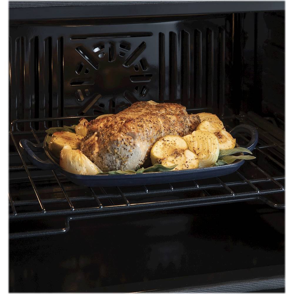 Alt View 21. GE Profile - 30" Smart Built-In Single Electric Convection Wall Oven with Air Fry & Precision Cooking - Black Stainless Steel.