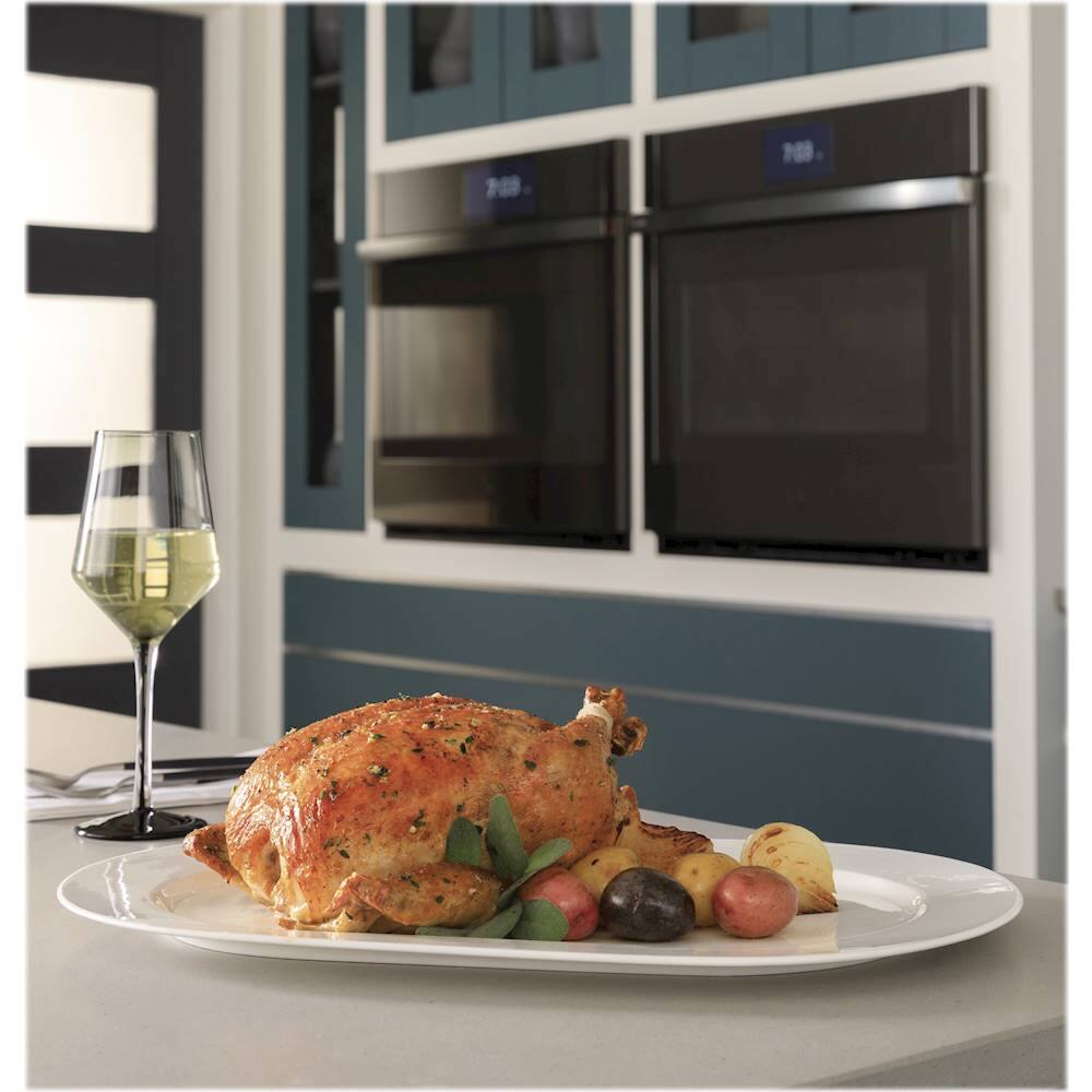 Alt View 26. GE Profile - 30" Smart Built-In Single Electric Convection Wall Oven with Air Fry & Precision Cooking - Black Stainless Steel.