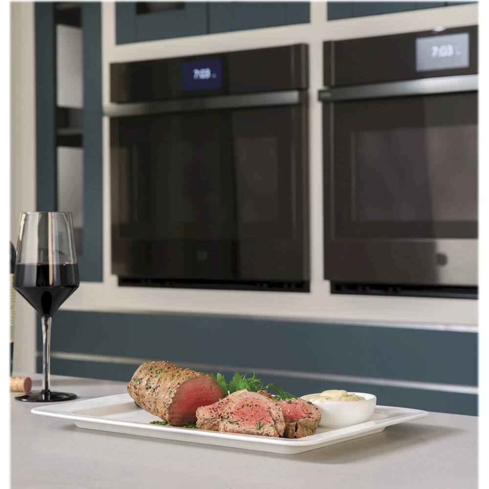 Alt View 27. GE Profile - 30" Smart Built-In Single Electric Convection Wall Oven with Air Fry & Precision Cooking - Black Stainless Steel.