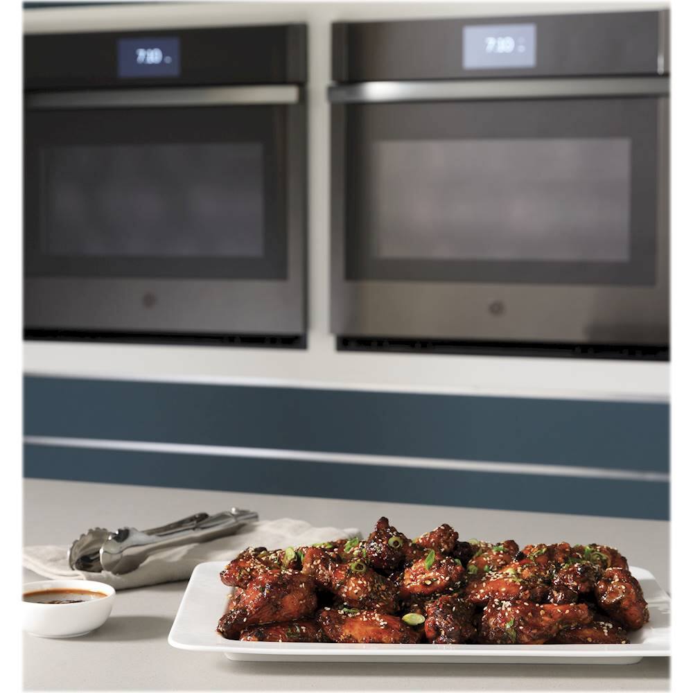 Alt View 31. GE Profile - 30" Smart Built-In Single Electric Convection Wall Oven with Air Fry & Precision Cooking - Black Stainless Steel.