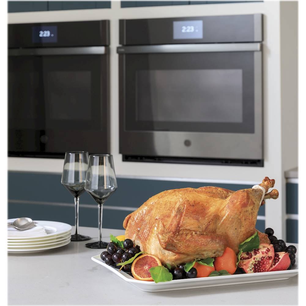 Alt View 32. GE Profile - 30" Smart Built-In Single Electric Convection Wall Oven with Air Fry & Precision Cooking - Black Stainless Steel.