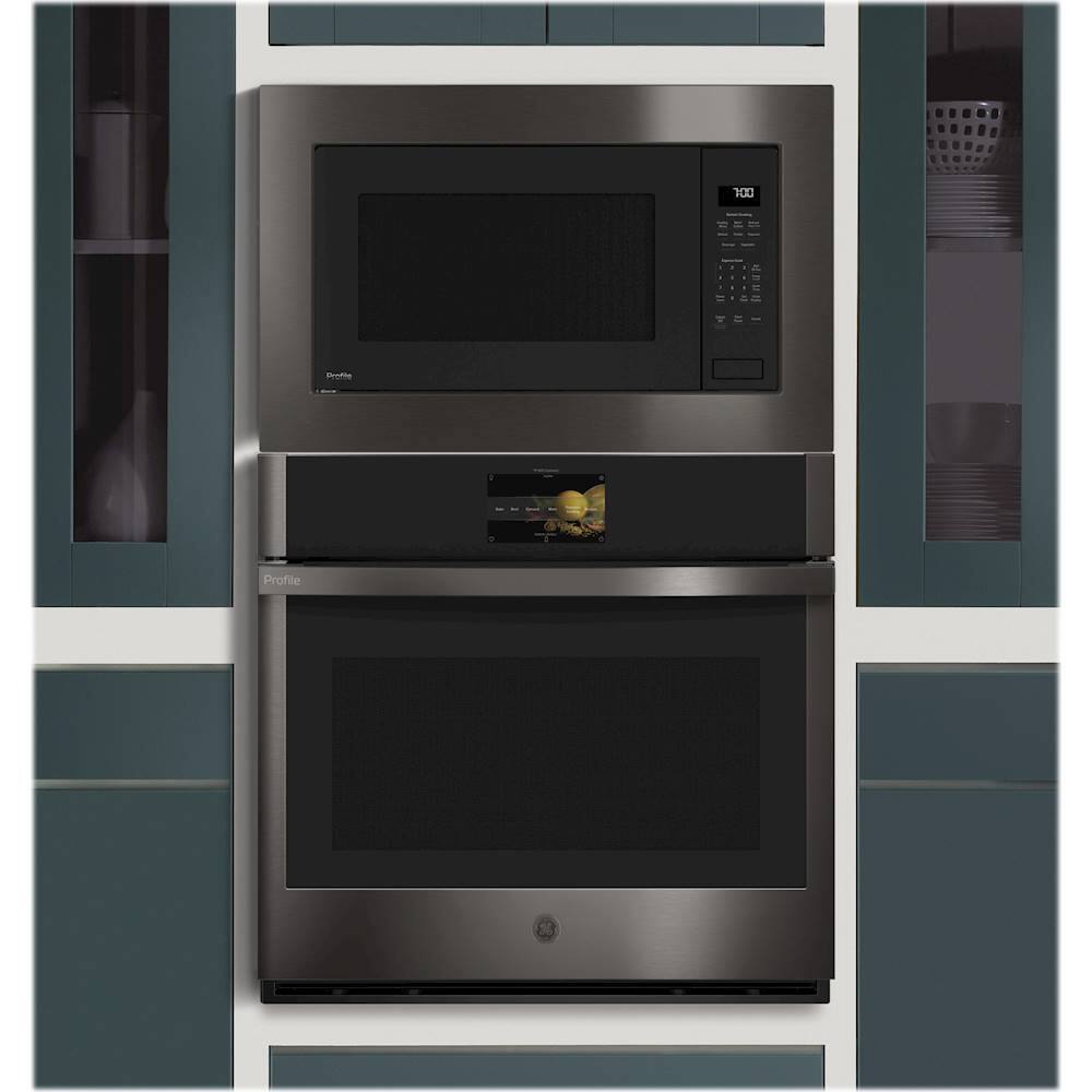 Alt View 37. GE Profile - 30" Smart Built-In Single Electric Convection Wall Oven with Air Fry & Precision Cooking - Black Stainless Steel.