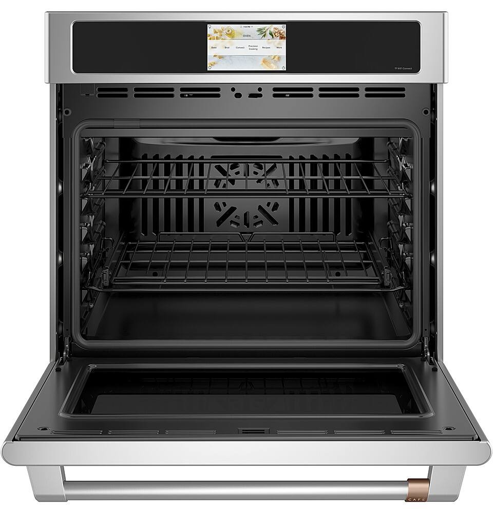 Angle. Café - 30" Built-In Single Electric Convection Wall Oven, Customizable - Stainless steel.