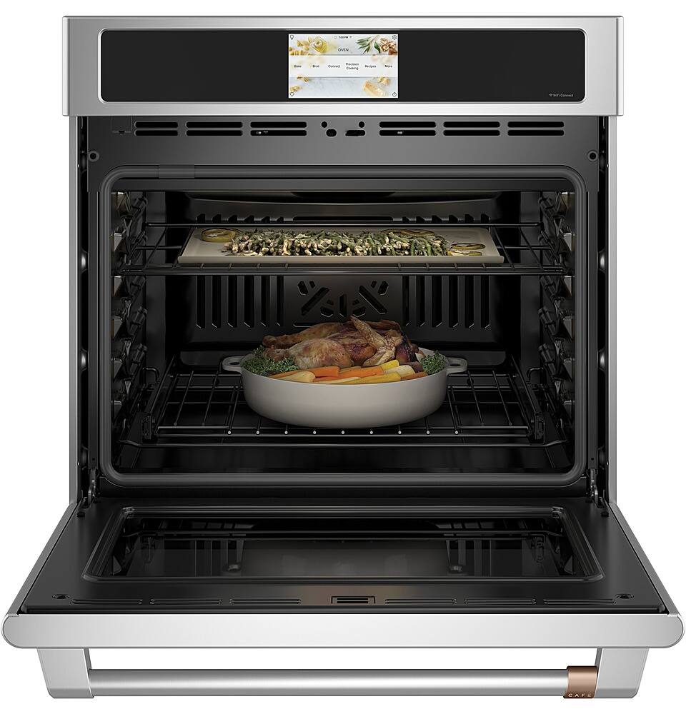 Alt View 2. Café - 30" Built-In Single Electric Convection Wall Oven, Customizable - Stainless steel.