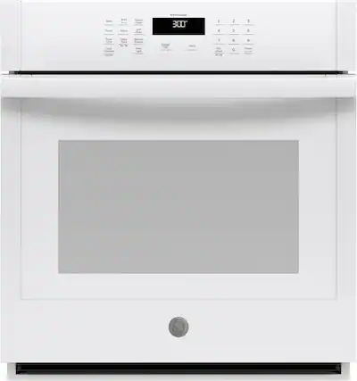 Front. GE - 27" Built-In Single Electric Wall Oven - White.