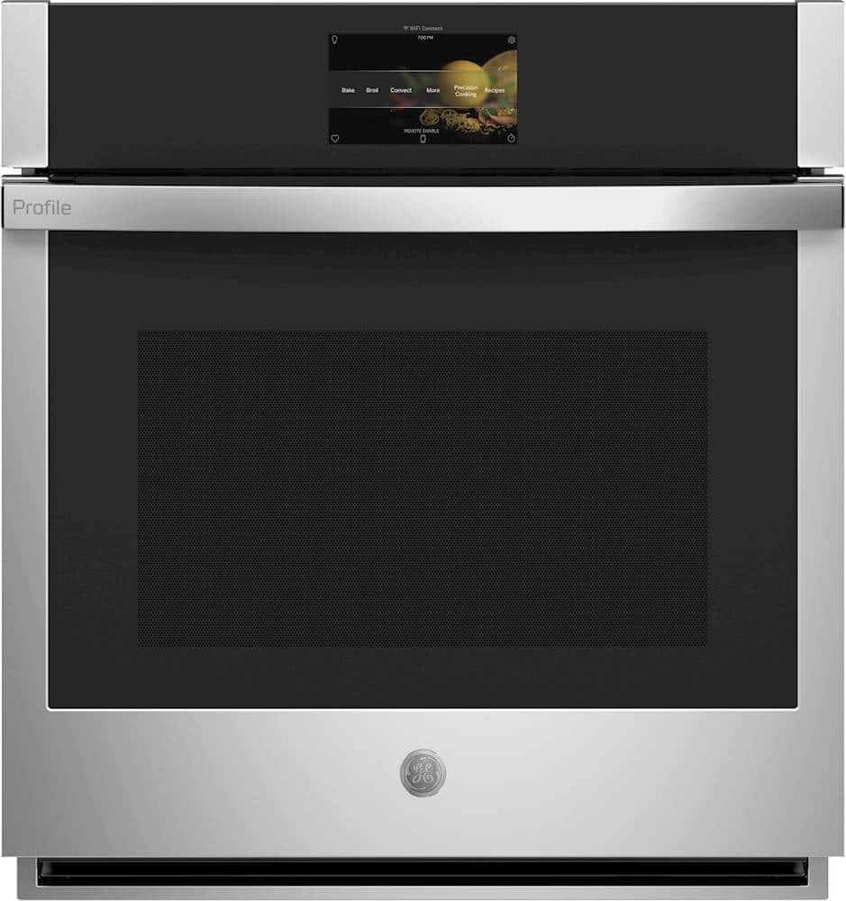 Front. GE Profile - 27" Built-In Single Electric Convection Wall Oven - Stainless Steel.