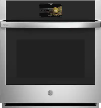 Front. GE Profile - 27" Built-In Single Electric Convection Wall Oven - Stainless Steel.