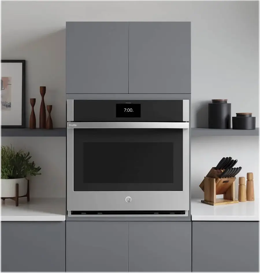 Alt View 20. GE Profile - 27" Built-In Single Electric Convection Wall Oven - Stainless Steel.