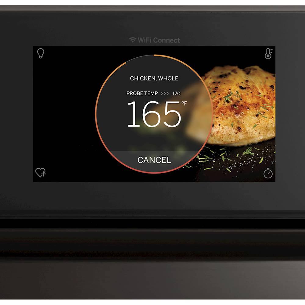 Alt View 14. GE Profile - 30" Smart Built-In Double Electric Convection Wall Oven with Air Fry & Precision Cooking - Black stainless steel.