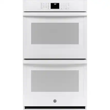 Front. GE - 30" Built-In Double Electric Wall Oven - White.