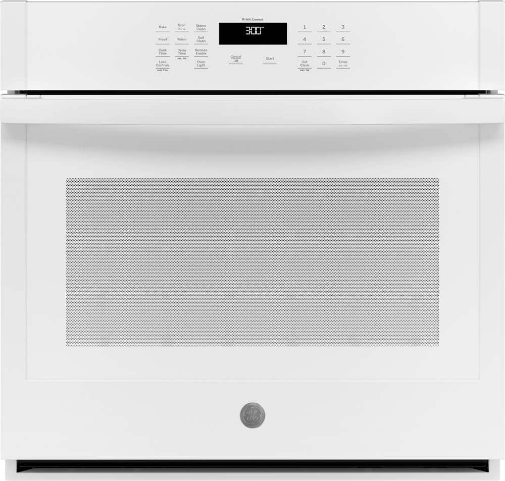 Front. GE - 30" Built-In Single Electric Wall Oven - White.