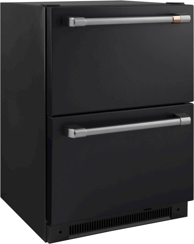 Angle. Café - 5.7 Cu. Ft. Dual-Drawer Refrigerator - Matte Black.