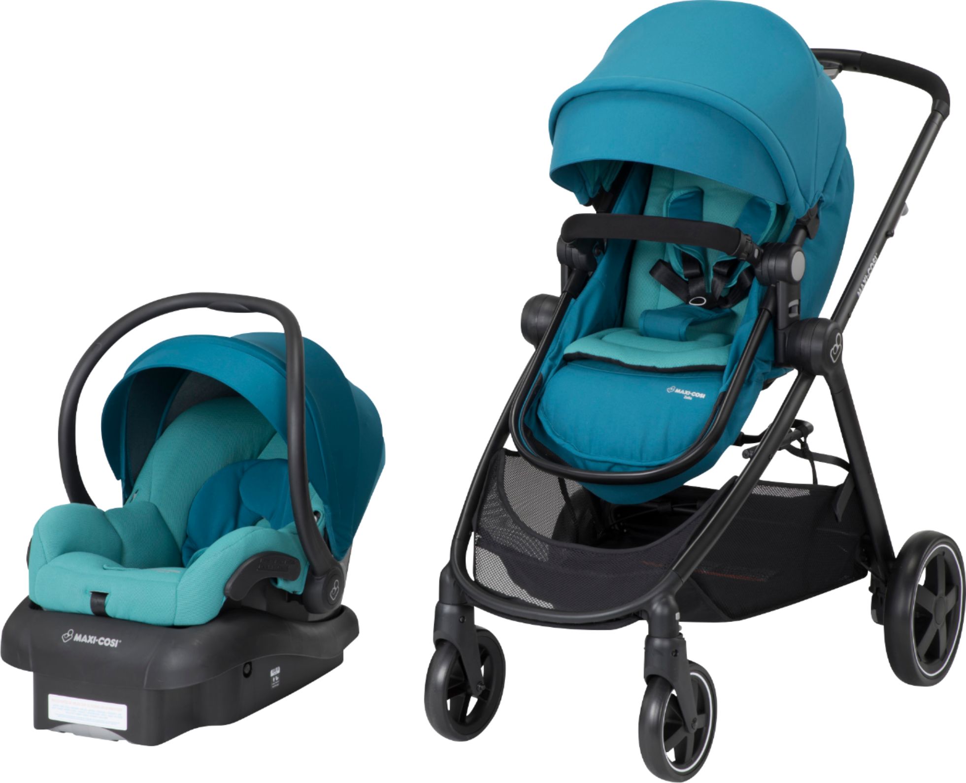 Angle View: Maxi-Cosi Zelia 5-in-1 Modular Travel System, Emerald Tide