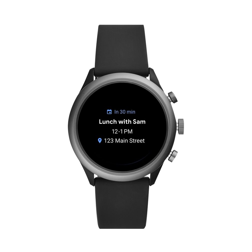 Best Buy: Fossil Sport Smartwatch 43mm Aluminum Black with Black Silicone Band FTW4019