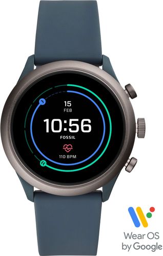 Fossil - Sport Smartwatch 43mm Aluminum - Smokey Blue with Smokey Blue Silicone Band was $275.0 now $99.0 (64.0% off)