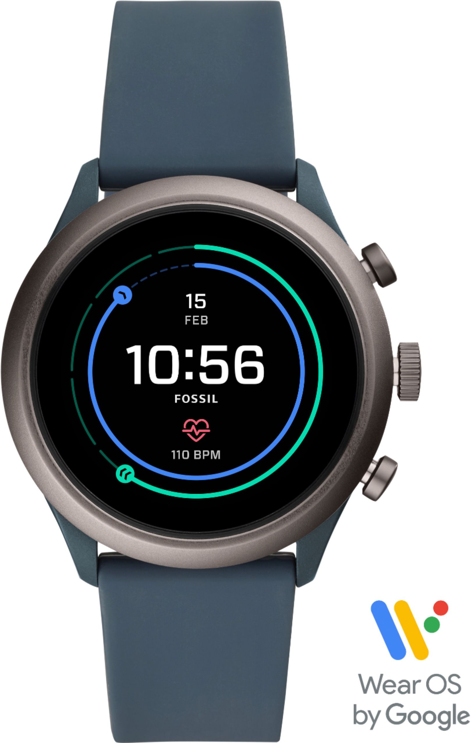 Best Buy: Fossil Sport Smartwatch 43mm Aluminum Smokey Blue with Smokey  Blue Silicone Band FTW4021