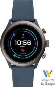 Fossil - Sport Smartwatch 43mm Aluminum - Smokey Blue with Smokey Blue Silicone Band