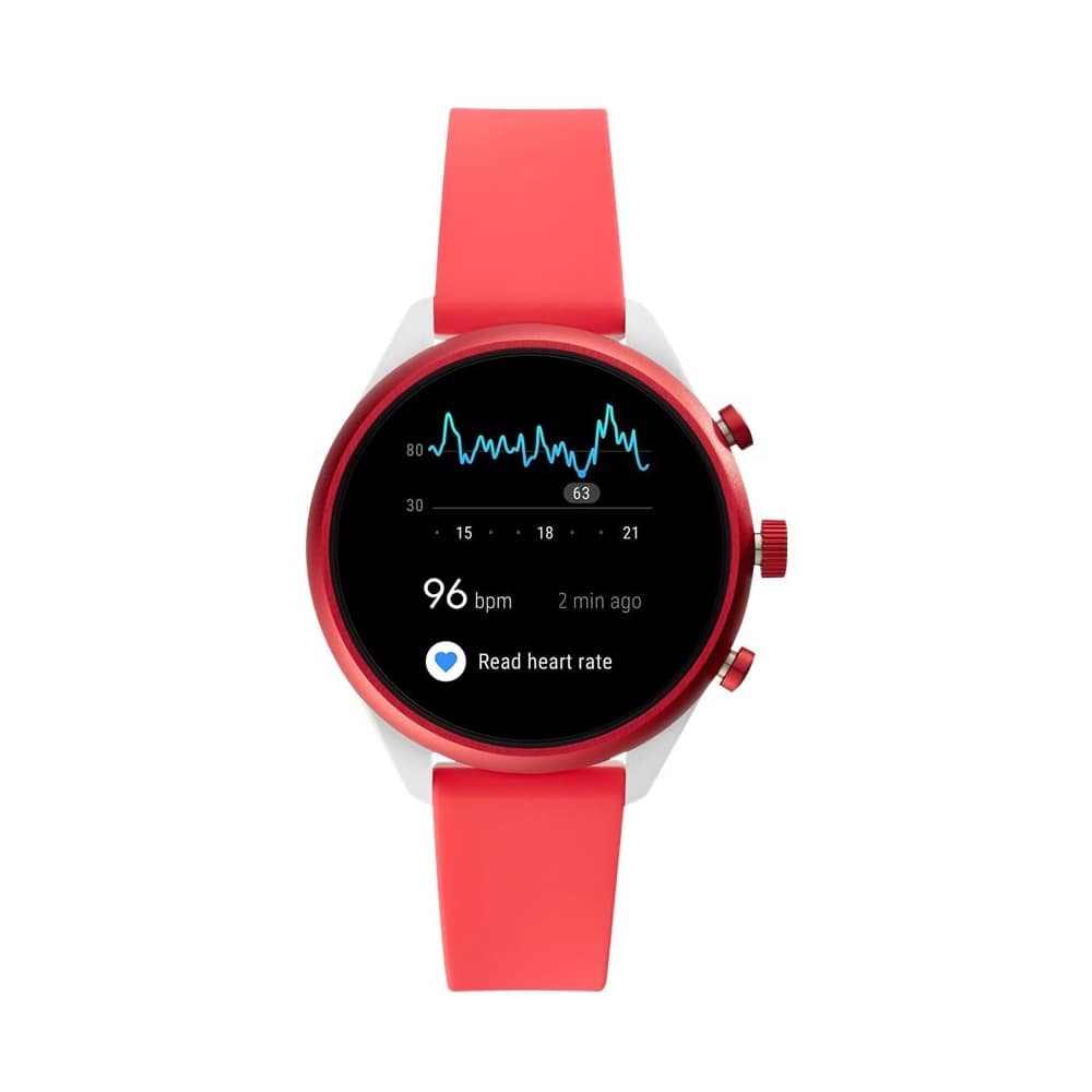 Alt View 14. Fossil - Sport Smartwatch 41mm Aluminum - Red with Red Silicone Band.