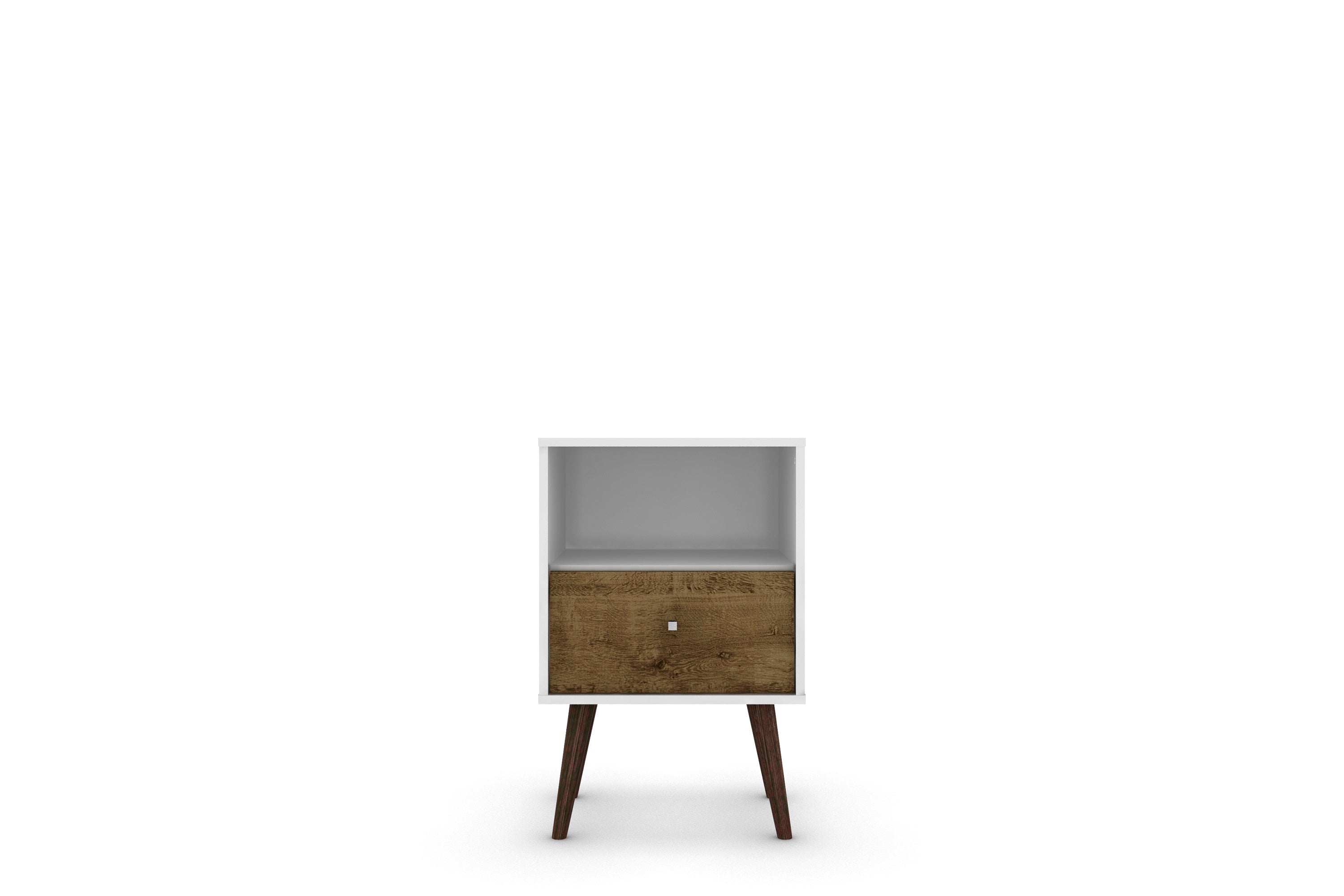 Alt View 3. Manhattan Comfort - Liberty Mid-Century Modern 18" Nightstand - White and Rustic Brown.