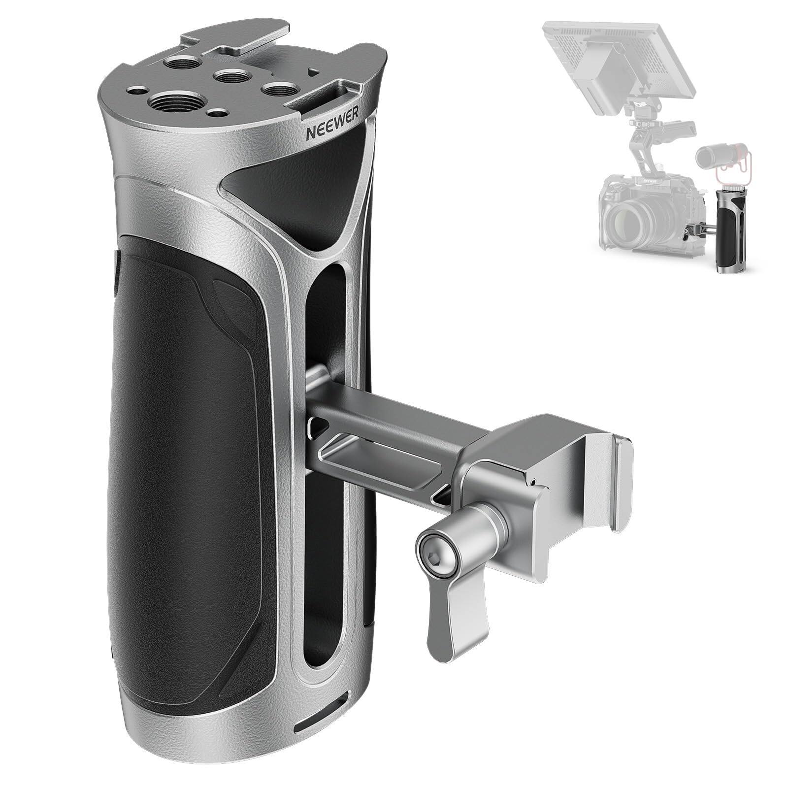 Front. Neewer - Side Handle, NATO Clamp, Cold Shoe, Silver.