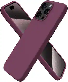 Ornarto - Compatible with iPhone 15 Pro Max Case 6.7", Slim Liquid Silicone Full Covered Protective Cover - WineRed