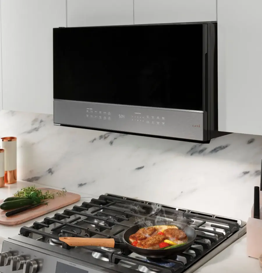 Alt View 16. Café - 2.1 Cu. Ft. Over-the-Range Microwave with Sensor Cooking - Platinum Glass.