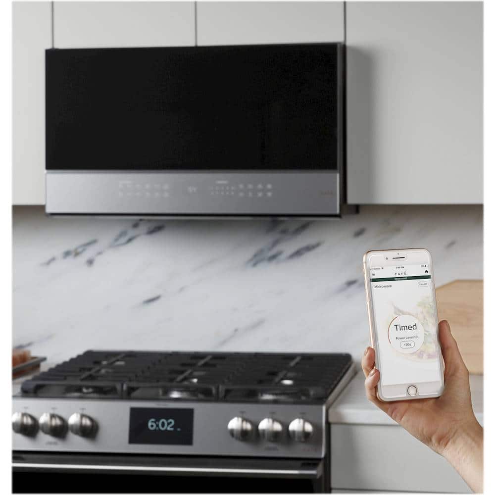 Alt View 19. Café - 2.1 Cu. Ft. Over-the-Range Microwave with Sensor Cooking - Platinum Glass.