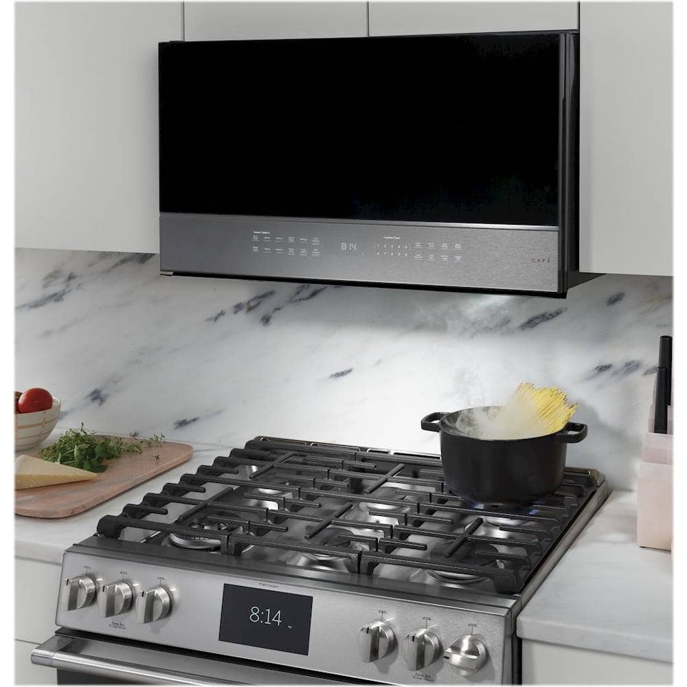 Alt View 20. Café - 2.1 Cu. Ft. Over-the-Range Microwave with Sensor Cooking - Platinum Glass.