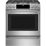 Café - 5.7 Cu. Ft. Self-Cleaning Slide-In Dual Fuel Convection Range - Stainless Steel - Front_Standard
