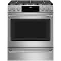 Café - 30 in. Wide 6 Burners 5.7 Cu. Ft. Self-Cleaning Slide-In Dual Fuel Convection Range - Stainless Steel