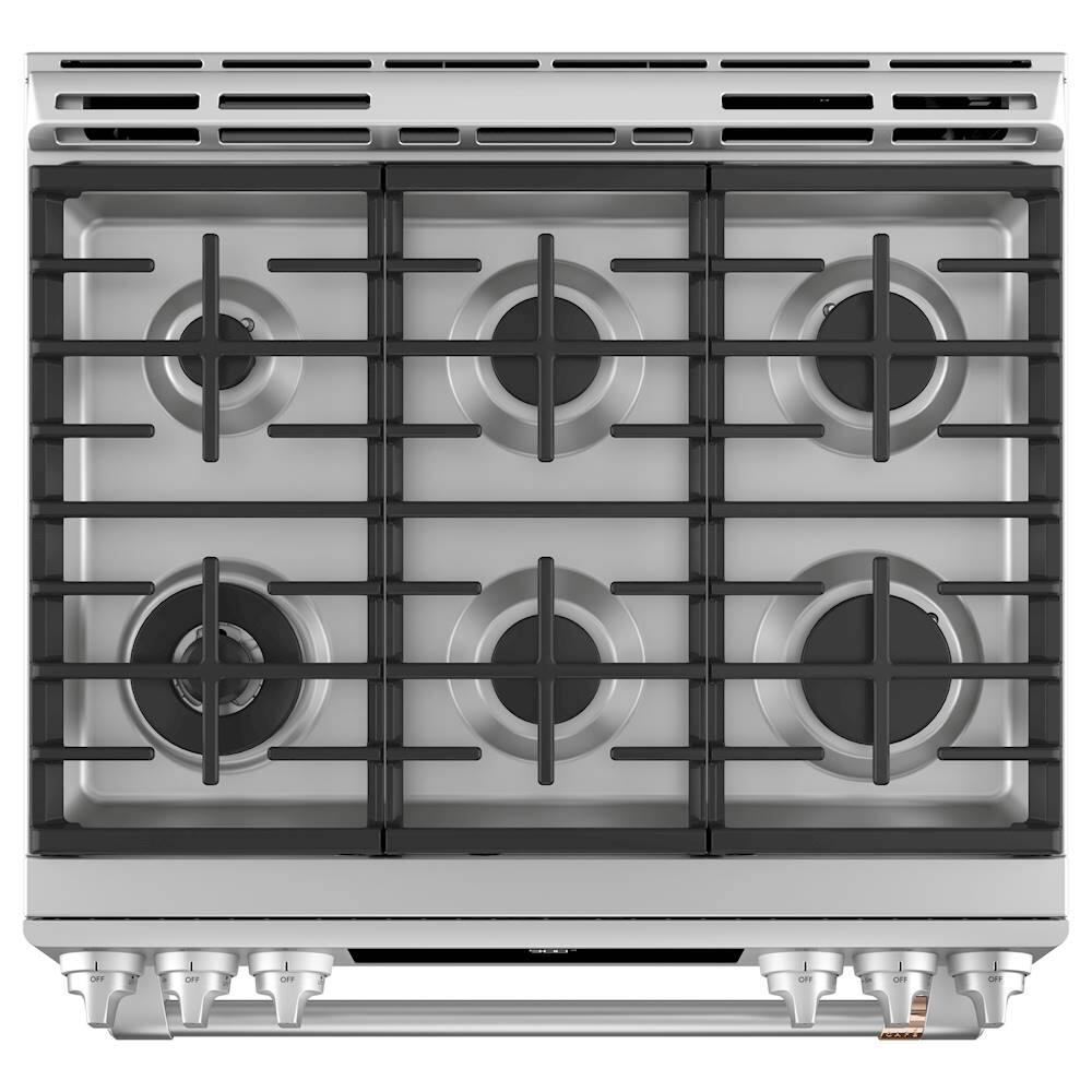Alt View 15. Café - 5.7 Cu. Ft. Self-Cleaning Slide-In Dual Fuel Convection Range - Stainless steel.