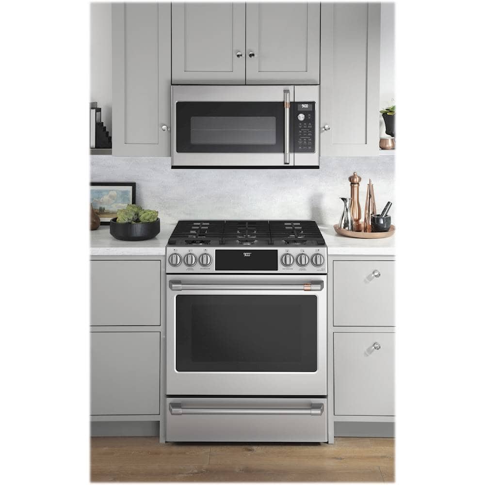 Alt View 17. Café - 5.7 Cu. Ft. Self-Cleaning Slide-In Dual Fuel Convection Range - Stainless steel.