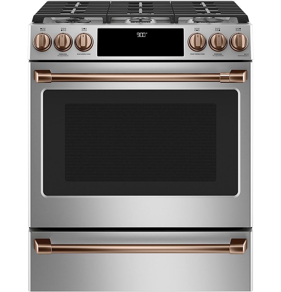 Alt View 22. Café - 5.7 Cu. Ft. Self-Cleaning Slide-In Dual Fuel Convection Range - Stainless steel.