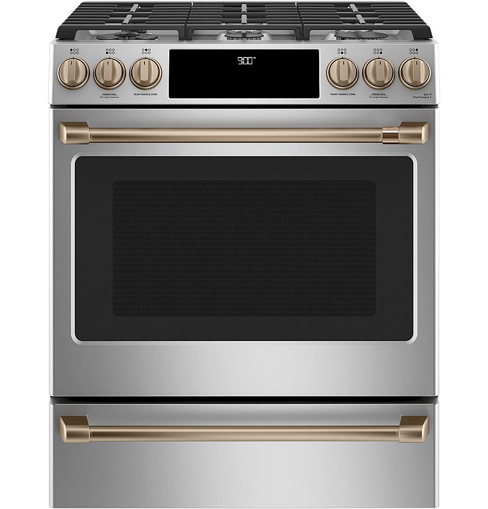 Alt View 23. Café - 5.7 Cu. Ft. Self-Cleaning Slide-In Dual Fuel Convection Range - Stainless steel.