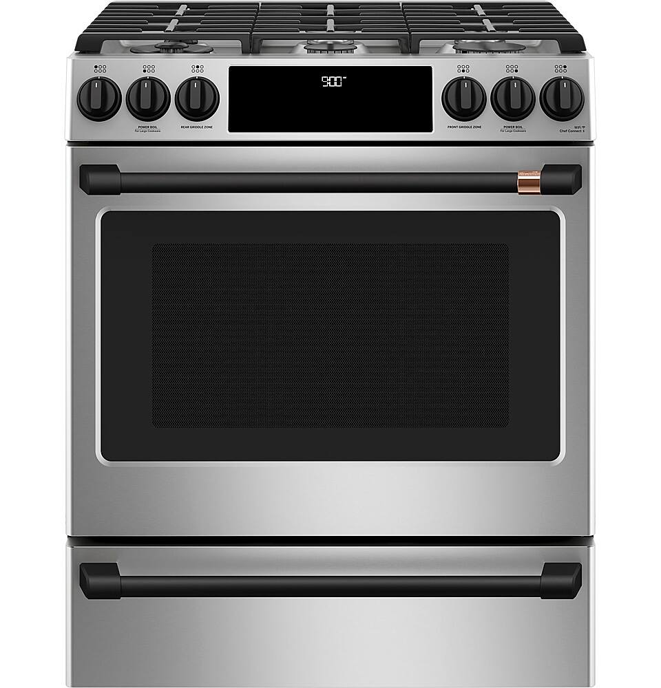 Alt View 24. Café - 5.7 Cu. Ft. Self-Cleaning Slide-In Dual Fuel Convection Range - Stainless steel.