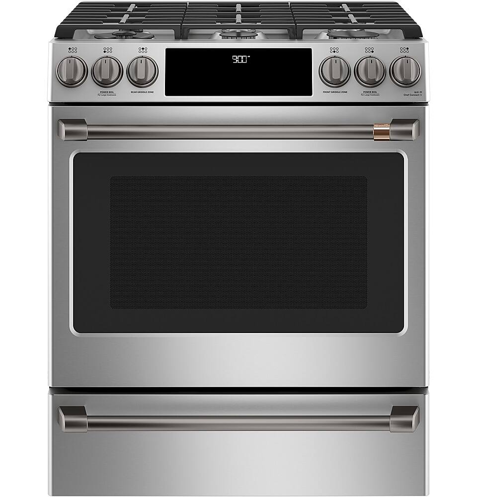 Alt View 25. Café - 5.7 Cu. Ft. Self-Cleaning Slide-In Dual Fuel Convection Range - Stainless steel.