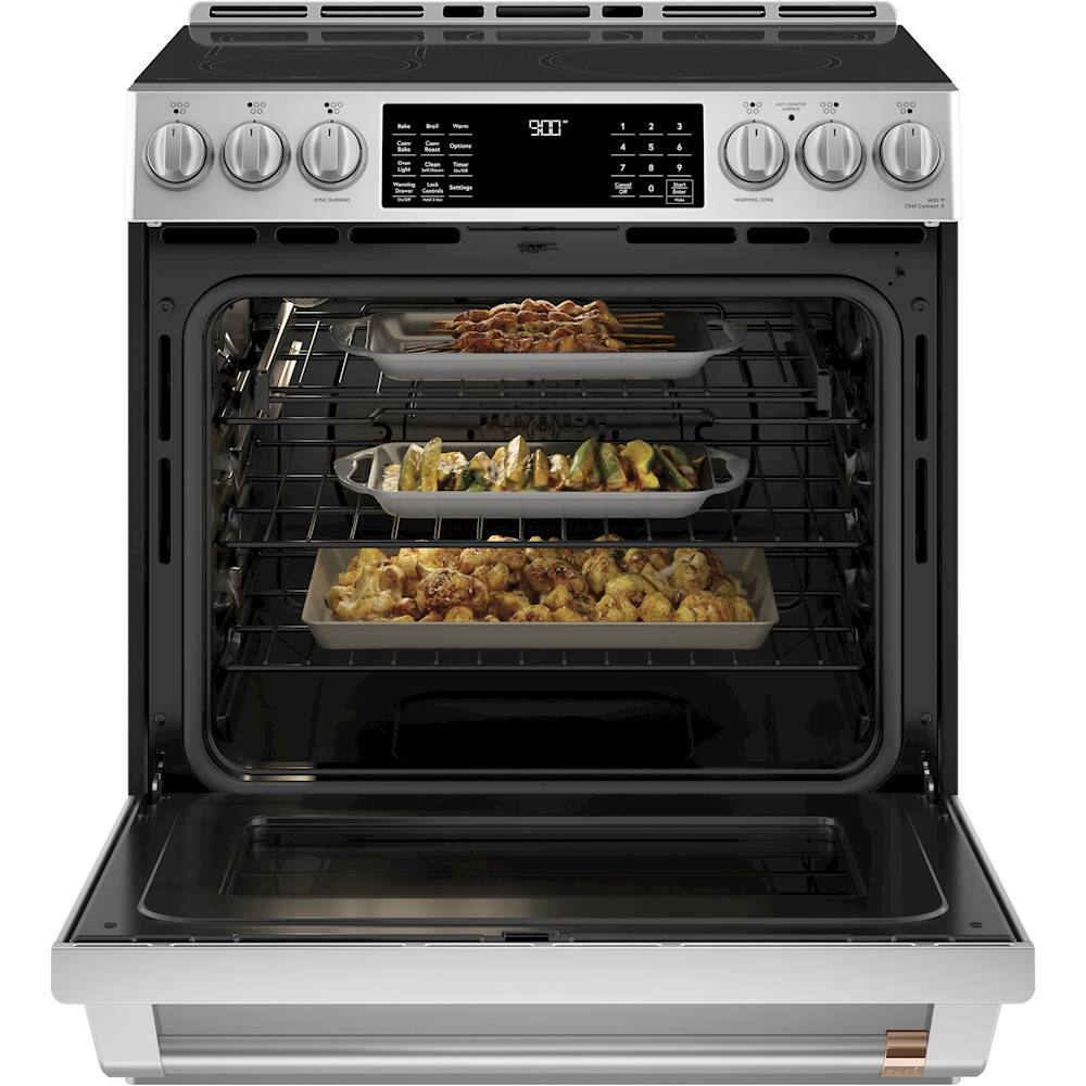Alt View 13. Café - 5.7 Cu. Ft. Slide-In Electric Induction Convection Range, Customizable - Stainless steel.