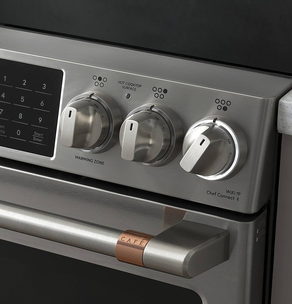 Alt View 24. Café - 5.7 Cu. Ft. Slide-In Electric Induction Convection Range, Customizable - Stainless steel.