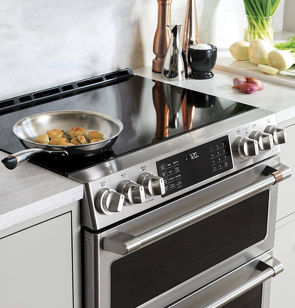 Alt View 25. Café - 5.7 Cu. Ft. Slide-In Electric Induction Convection Range, Customizable - Stainless steel.