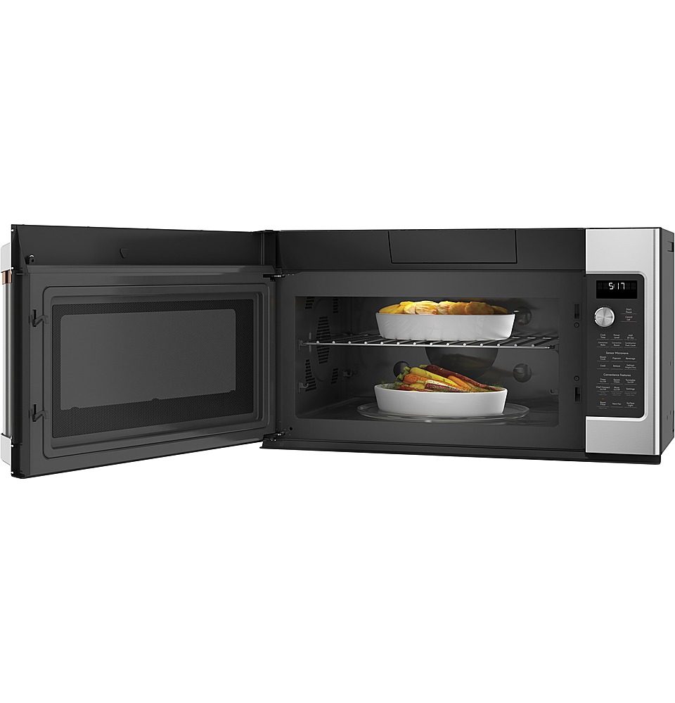 Angle View: Café - 1.7 Cu. Ft. Convection Over-the-Range Microwave with Sensor Cooking - Stainless steel