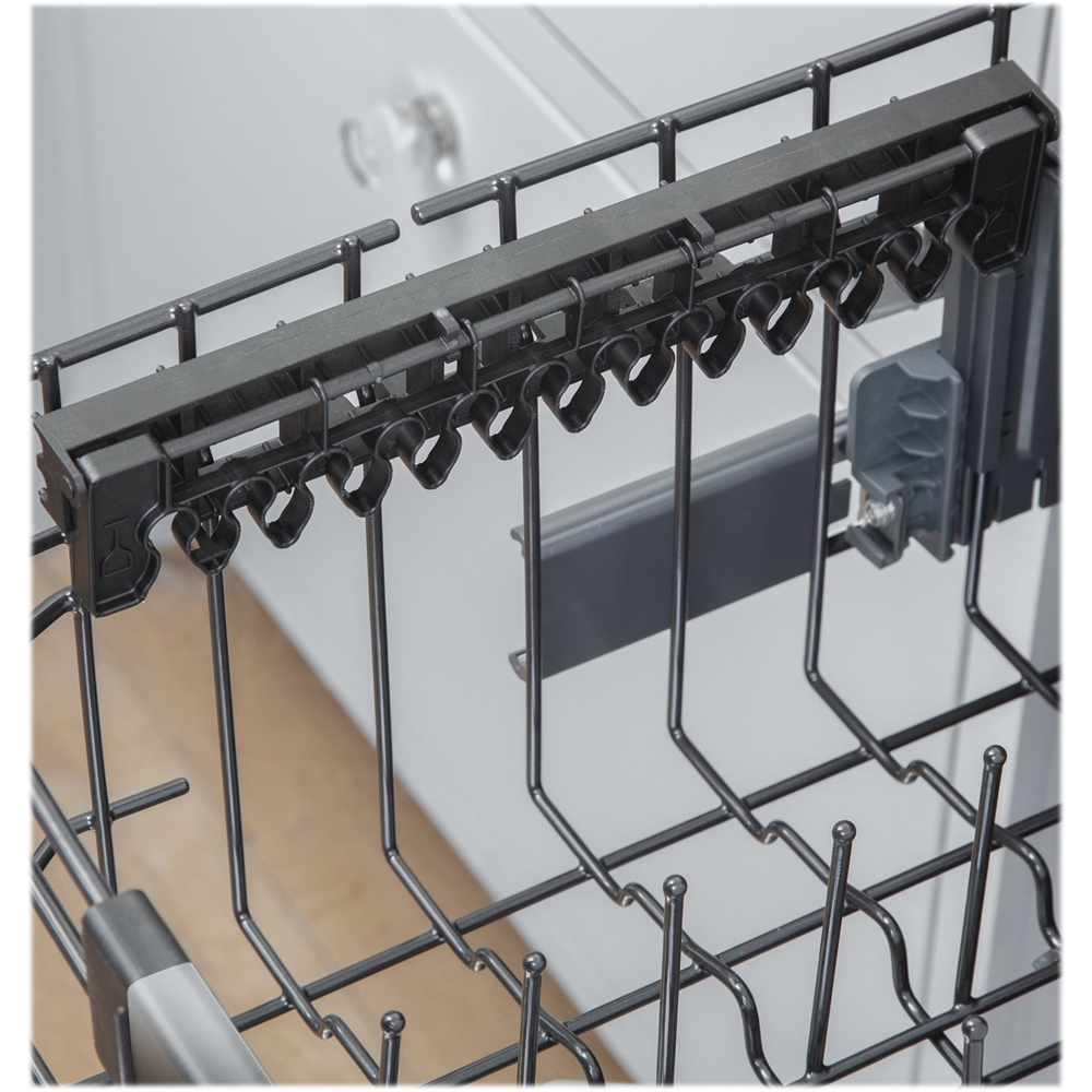 Left View: Café - Top Control Built-In Dishwasher with Stainless Steel Tub, 3rd Rack, 39dBA - Matte black
