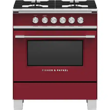 Front. Fisher & Paykel - 3.5 Cu. Ft. Freestanding Gas Range - Red.
