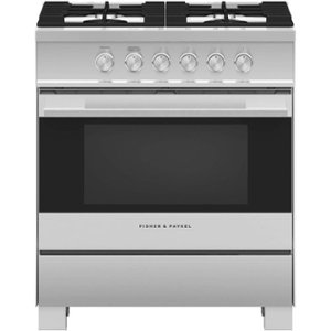 Fisher & Paykel - 3.5 Cu. Ft. Freestanding Gas Convection Range - Brushed Stainless Steel/Black Glass