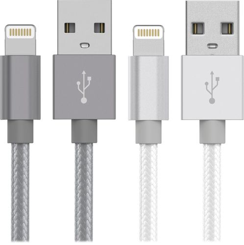 Just Wireless - 6' Lightning-to-USB Type A Cable (2-Pack) - Silver/Slate Gray was $34.99 now $20.99 (40.0% off)