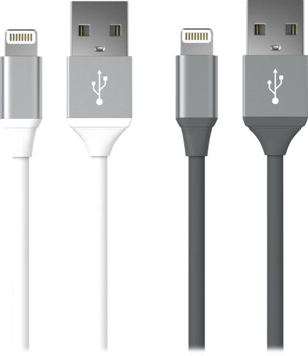 Just Wireless - 6' Lightning-to-USB Type A Cable (2-Pack) - White/Slate Gray was $27.99 now $16.79 (40.0% off)
